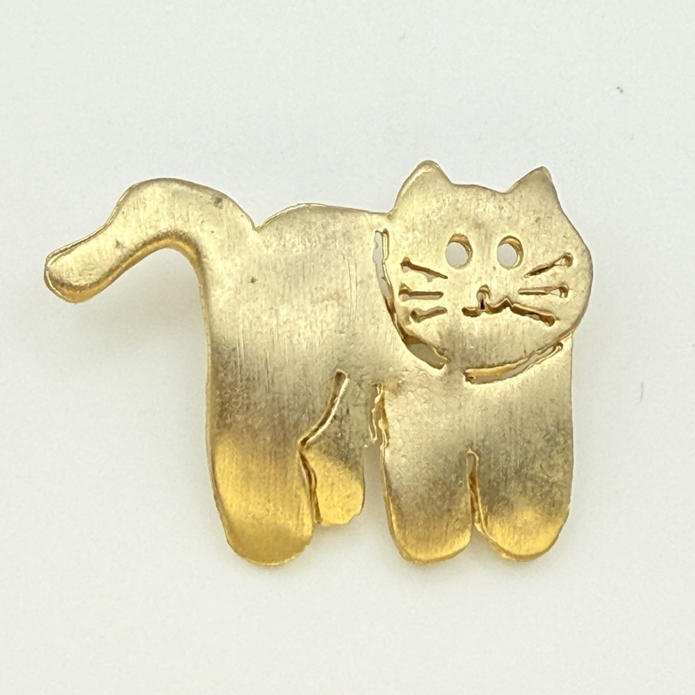 Ultra Craft Cat Brooch Gold Tone Cute Kitty Vintage Signed Pin